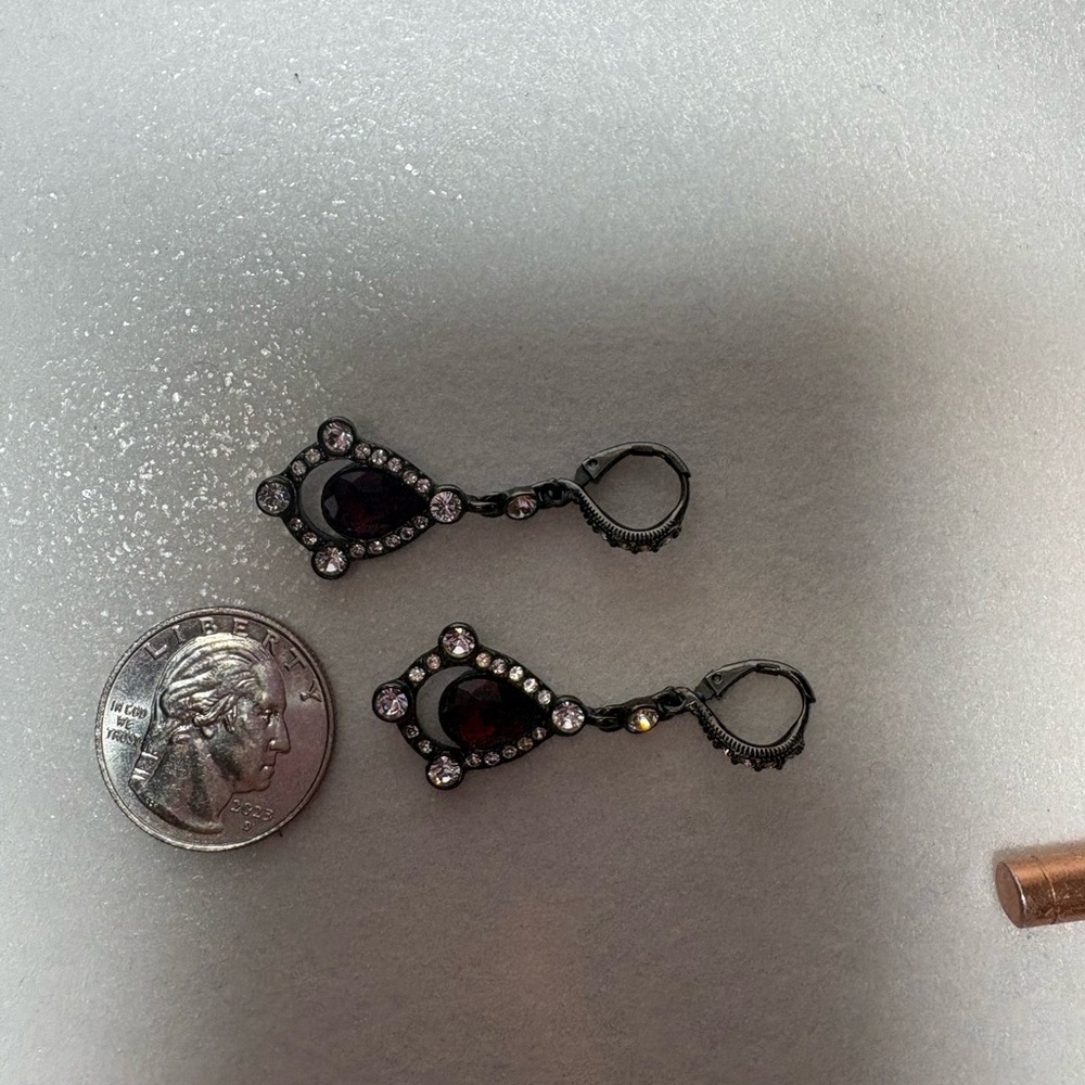 Givenchy Designer Costume Crystal Ruby Dangle Ear… - image 4